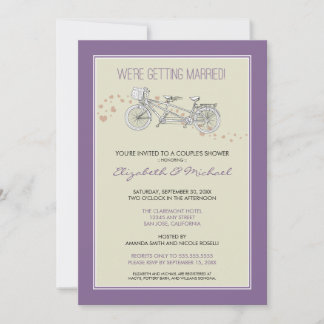 Invitación a la ducha nupcial de pareja de bicicle