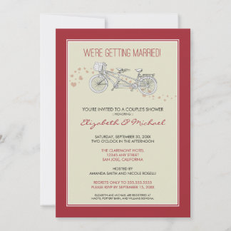Invitación a la ducha nupcial de pareja de bicicle