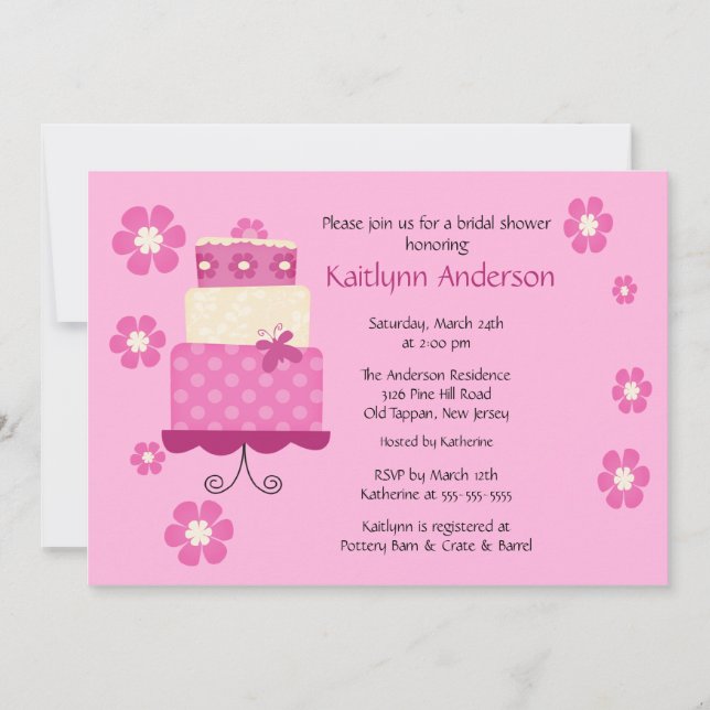 Invitación a la ducha nupcial de pasteles de moda (Anverso)
