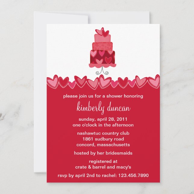 Invitación a la ducha nupcial de pastelitos Bodas (Anverso)