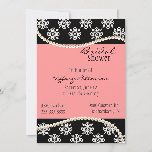 Invitación a la ducha nupcial de Pearls Bridal (Anverso)
