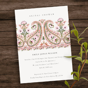 Invitación a la ducha nupcial de Pink Floral Paisl