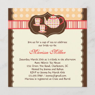 Invitación a la ducha nupcial de polka Dot Tea Pot