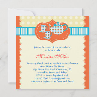 Invitación a la ducha nupcial de polka Dot Tea Pot