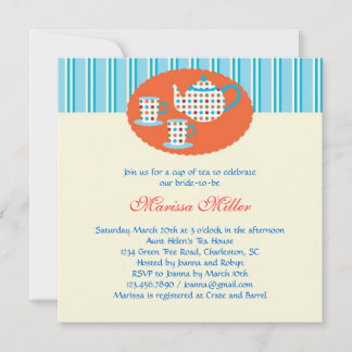 Invitación a la ducha nupcial de polka Dot Tea Pot