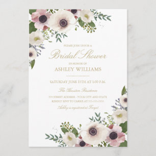 Invitación a la ducha nupcial de Rubor Anemone Bou