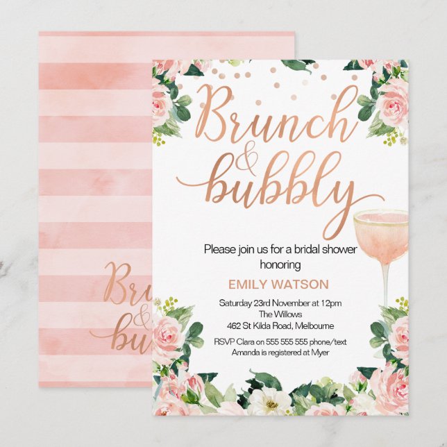 Invitación a la ducha nupcial de Shabby Chic Brunc (Anverso / Reverso)