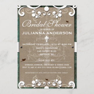 Invitación a la ducha nupcial de Shabby Chic Rusti