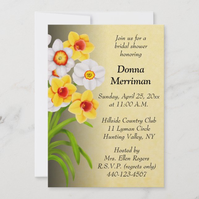 Invitación a la ducha nupcial de Spring Daffodil B (Anverso)