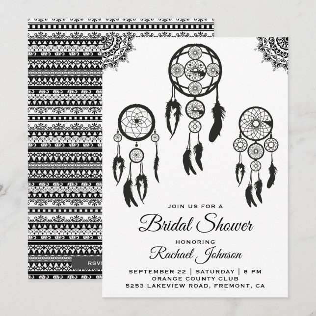 Invitación a la ducha nupcial de sueño de un boho  (Anverso / Reverso)