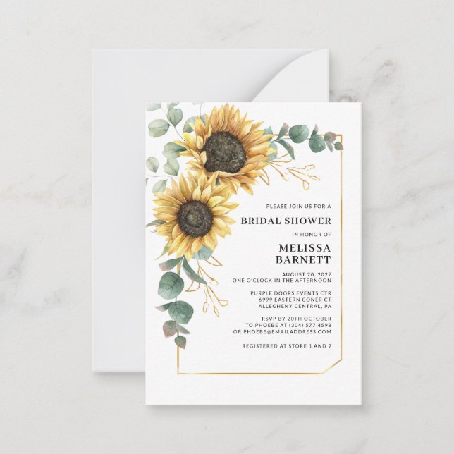 Invitación a la ducha nupcial de Sunflower Eucalyp (Anverso)