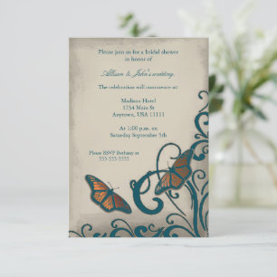Invitación a la ducha nupcial de Swirl Butterfly v