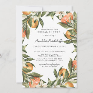 Invitación a la ducha nupcial de Tangerine Citrus 