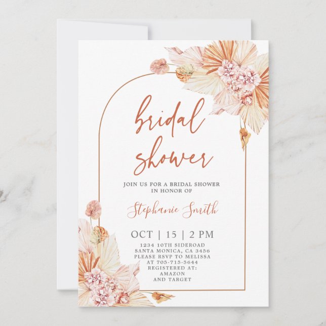 Invitación a la ducha nupcial de Terracota Bohemia (Anverso)