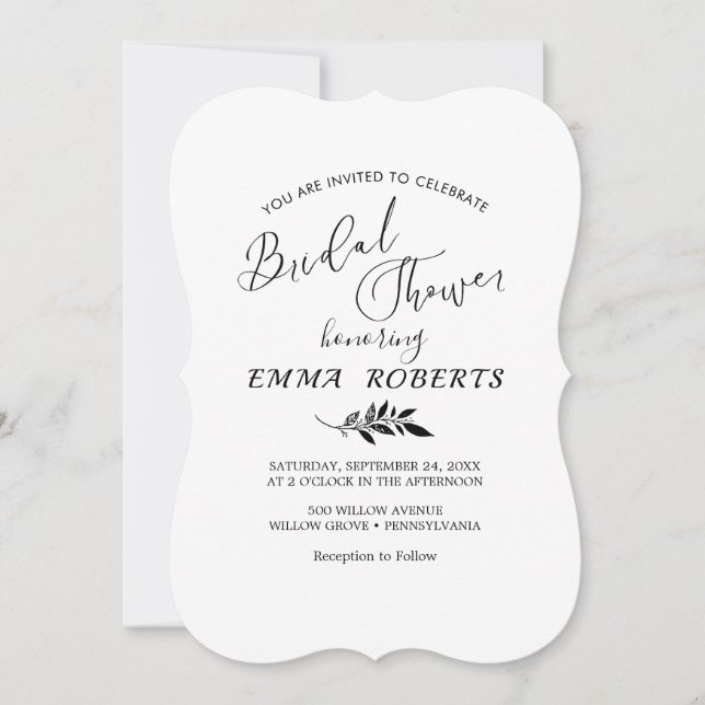 Invitación a la ducha nupcial de terracota de hoja (Anverso)