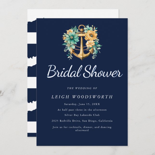 Invitación a la ducha nupcial de verano de la Mari (Anverso / Reverso)