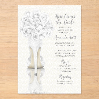 Invitación a la ducha nupcial de zapato de novia y