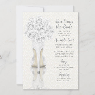 Invitación a la ducha nupcial de zapato de novia y