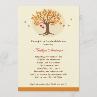 Invitación a la ducha nupcial del árbol de otoño