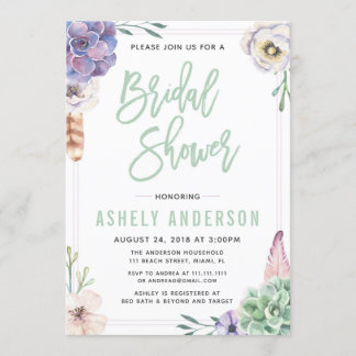 Invitación a la ducha nupcial del Boho, exitoso de