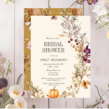 Invitación a la ducha nupcial del Boho floral otoñ