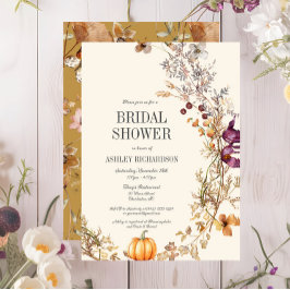 Invitación a la ducha nupcial del Boho floral otoñ