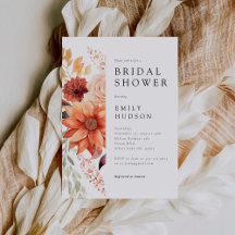 Invitación a la ducha nupcial del Boho floral otoñ