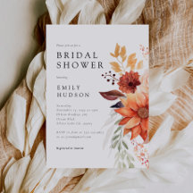 Invitación a la ducha nupcial del Boho floral otoñ