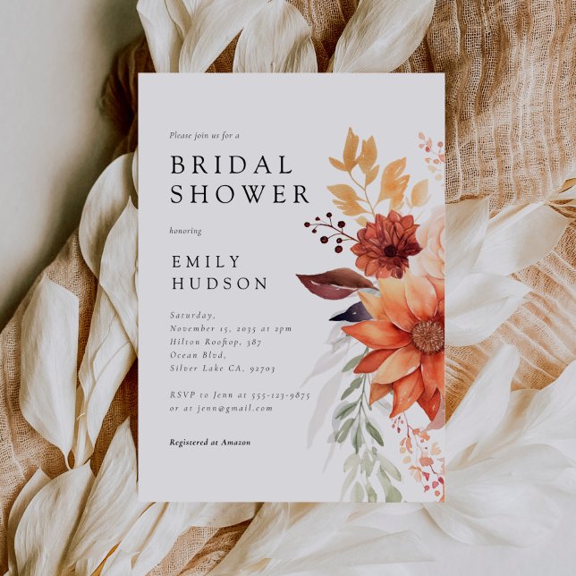 Invitación a la ducha nupcial del Boho floral otoñ (Subido por el creador)