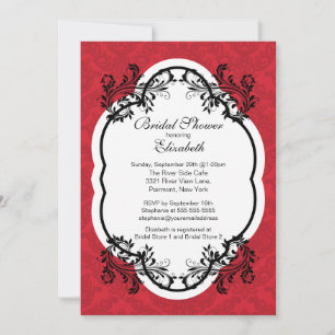 Invitación a la ducha nupcial del Damasco rojo vin