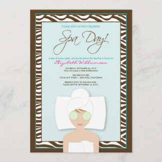 Invitación a la ducha nupcial del día de Spa (azul