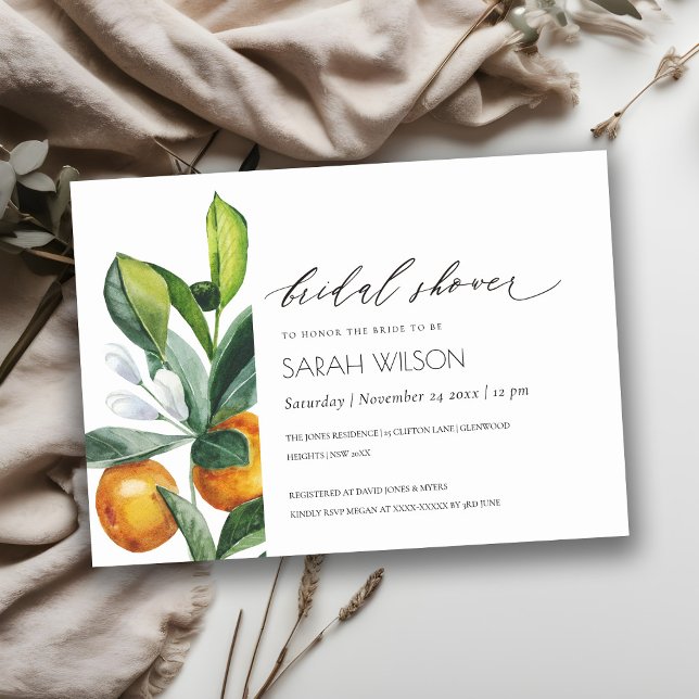 Invitación a la ducha nupcial del Naranja del Citr (Subido por el creador)