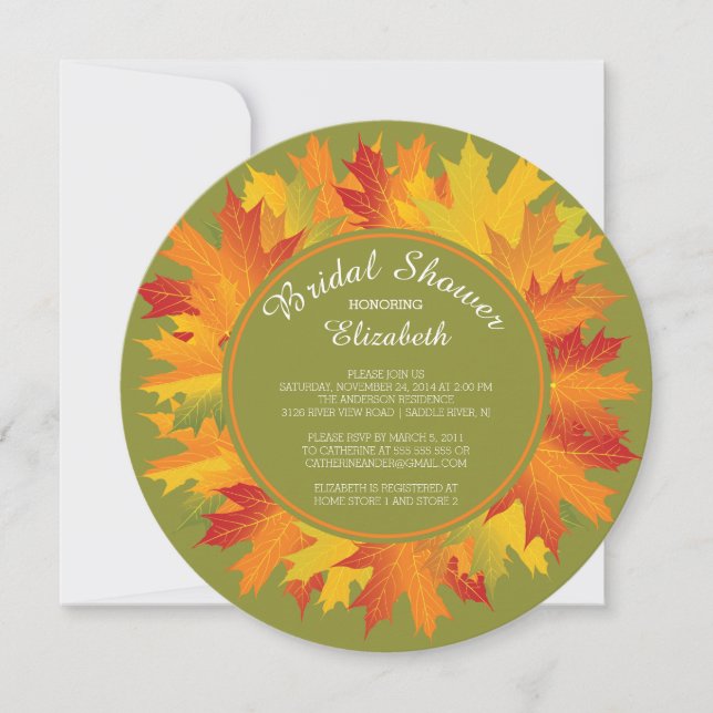 Invitación a la ducha nupcial del otoño moderno (Anverso)