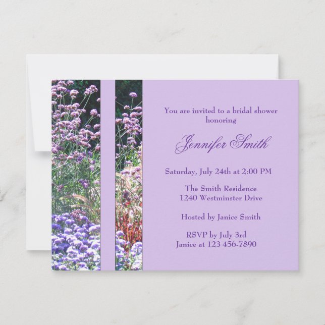 Invitación a la ducha nupcial en el jardín inglés  (Anverso)