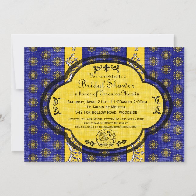 Invitación a la ducha nupcial en el sur de Francia (Anverso)