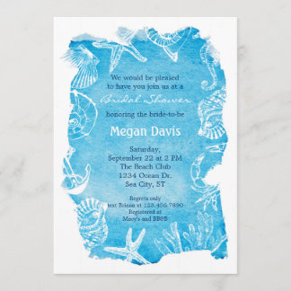 Invitación a la ducha nupcial en la playa Watercol