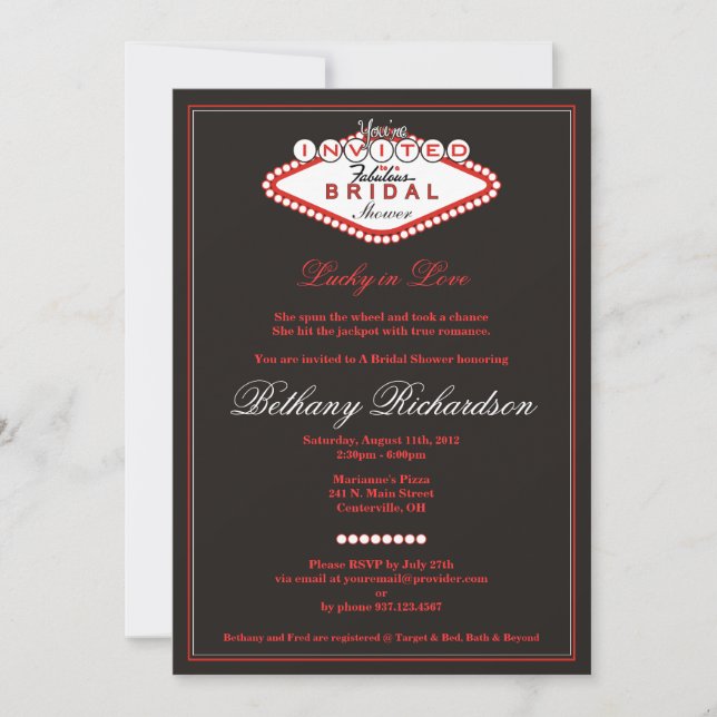 Invitación a la ducha nupcial en Las Vegas (Anverso)