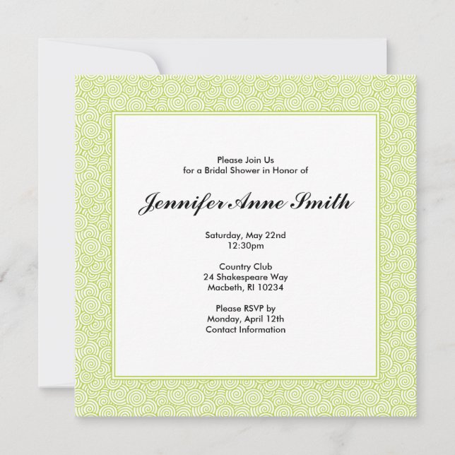 Invitación a la ducha nupcial espiral (Anverso)