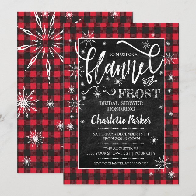 Invitación a la ducha nupcial Flannel & Frost (Anverso / Reverso)