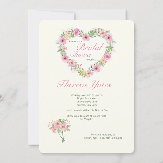 Invitación a la ducha nupcial floral (Anverso)