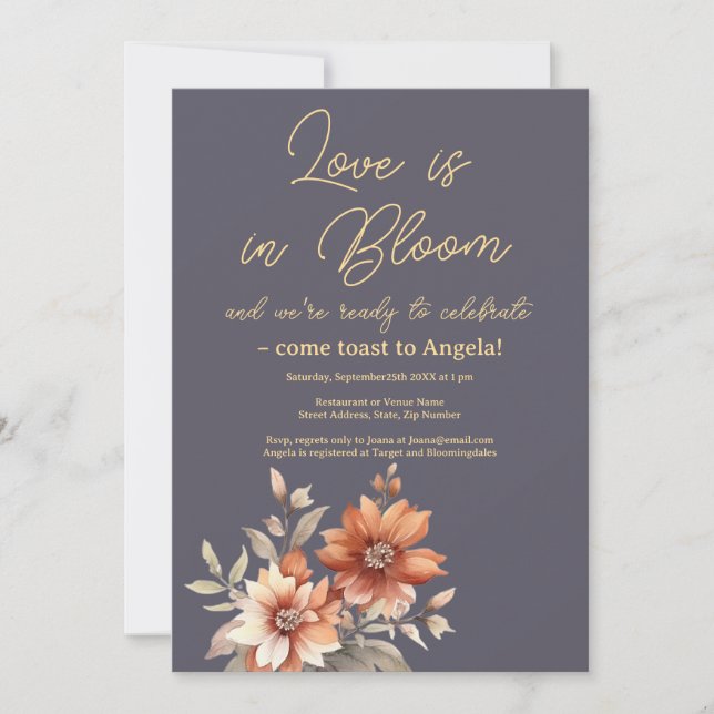 Invitación a la ducha nupcial floral Boho Terracot (Anverso)