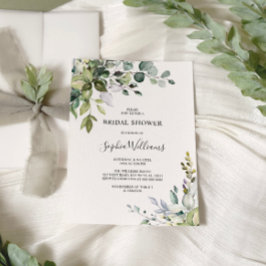 Invitación a la ducha nupcial floral de Eucalyptus