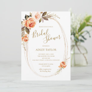 Invitación a la ducha nupcial floral de otoño