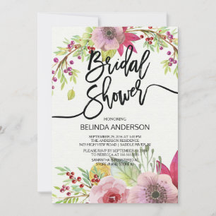 Invitación a la ducha nupcial floral de otoño