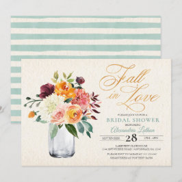 Invitación a la ducha nupcial floral de otoño rúst