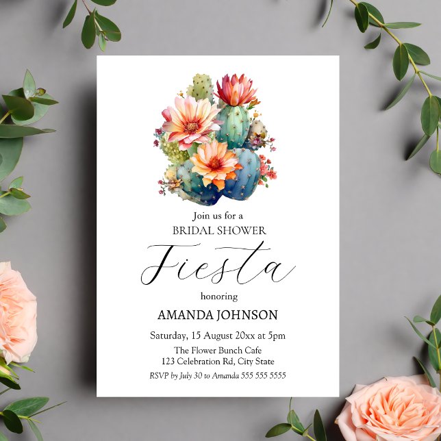 Invitación a la ducha nupcial floral Fiesta Cactus (Subido por el creador)