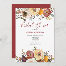Invitación a la ducha nupcial floral otoñal