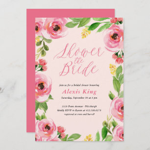 Invitación a la ducha nupcial floral Rosa de prima
