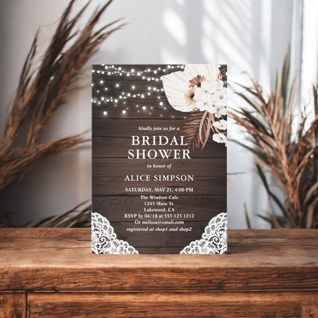 Invitación a la ducha nupcial floral rústica beige (Subido por el creador)