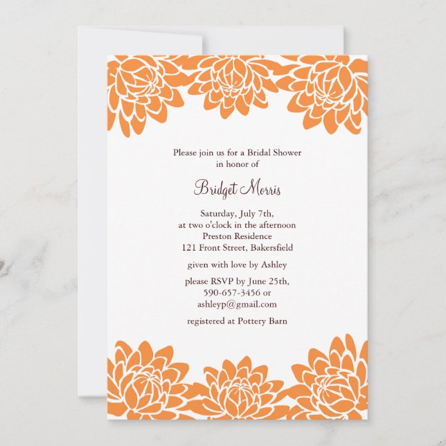 Invitación a la ducha nupcial floral y moderna (Anverso)